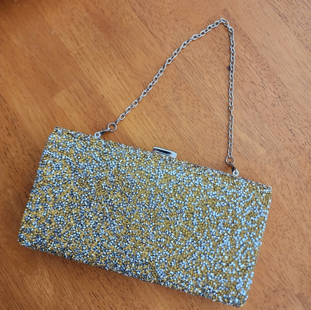 Elegant Gold and Silver Clutch Bag